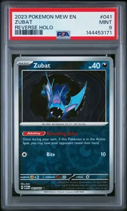 2023 POKEMON MEW EN-151 REVERSE HOLO #041 ZUBAT PSA 9 - Image 1