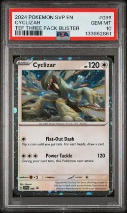 2024 POKEMON SVP TEMPORAL FORCES THREE PACK BLISTER #096 CYCLIZAR PSA 10 - Image 1