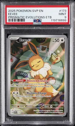2025 POKEMON SVP EN-SV BLACK STAR PROMO #173 EEVEE PSA 9 - Image 1