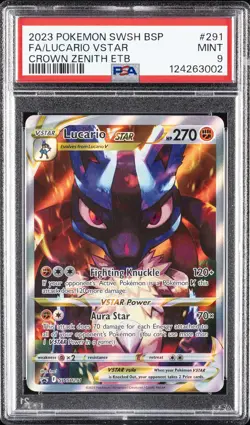 2023 POKEMON SWSH BLACK STAR PROMO #291 FULL ART/LUCARIO VSTAR PSA 9 - Image 1