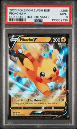 2023 POKEMON SWSH PROMO CROWN ZENITH COLLECTIONS #285 PIKACHU V PSA 9 - Image 1