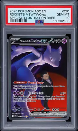 2026 POKEMON ASC SPECIAL ILLUSTRATION RARE #281 TEAM ROCKET'S MEWTWO EX PSA 10 - Image 1