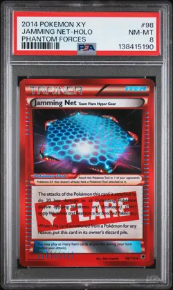 2014 POKEMON XY PHANTOM FORCES #98 JAMMING NET-HOLO PSA 8 - Image 1