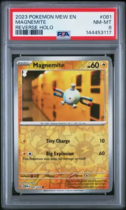 2023 POKEMON MEW EN-151 REVERSE HOLO #081 MAGNEMITE PSA 8 - Image 1