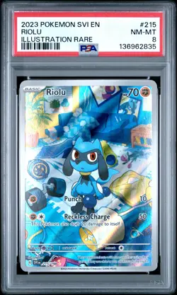 2023 POKEMON SVI EN-SCARLET & VIOLET ILLUSTRATION RARE #215 RIOLU PSA 8 - Image 1