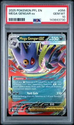 2025 POKEMON PFL EN-PHANTASMAL FLAMES #056 MEGA GENGAR EX PSA 10 - Image 1
