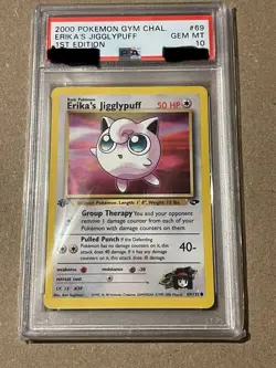 Pokemon 1ST EDITION PSA 10 2000 GYM CHALLENGE ERIKA'S JIGGLYPUFF - Image 1
