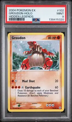 2004 POKEMON EX HIDDEN LEGENDS #102 GROUDON-HOLO PSA 9 - Image 1