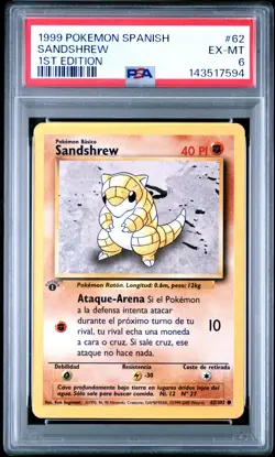 1999 POKEMON SPANISH 1ST EDITION #62 SANDSHREW PSA 6 - Image 1