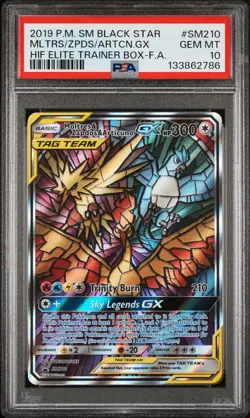 2019 POKEMON SM BLACK STAR PROMO FULL ART/MOLTRES & ZAPDOS & ARTICUNO GX PSA 10 - Image 1