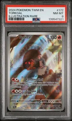 2024 POKEMON TWM EN-TWILIGHT MASQUERADE ILLUSTRATION RARE #172 TORKOAL PSA 8 - Image 1