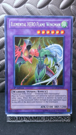 | Yugioh Elemental HERO Flame Wingman LCGX-EN045 1st Secret Legendary LP/MP 🔥 | - Image 1