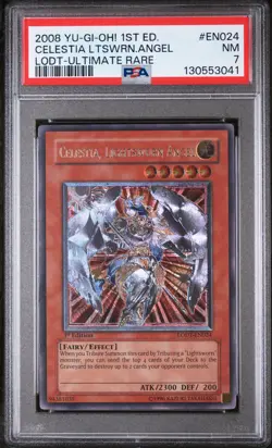 2008 YU-GI-OH! LODT-LIGHT OF DESTRUCTION #EN024 CELESTIA, LIGHTSWORN ANGEL PSA 7 - Image 1