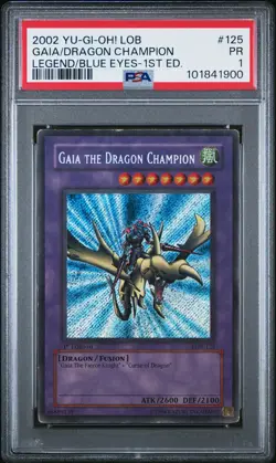 2002 YU-GI-OH! LOB-LEGEND OF BLUE EYES 1ST EDT GAIA THE DRAGON CHAMPION PSA 1 - Image 1