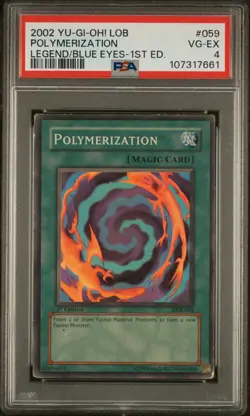 2002 YU-GI-OH! LEGEND OF BLUE EYES WHITE DRAGON 1ST EDITION POLYMERIZATION PSA 4 - Image 1