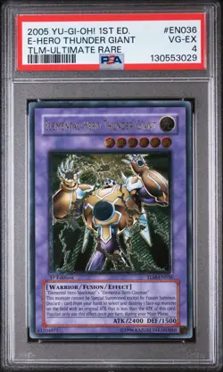 2005 YU-GI-OH! TLM-THE LOST MILLENNIUM #EN036 ELEMENTAL HERO THUNDER GIANT PSA 4 - Image 1