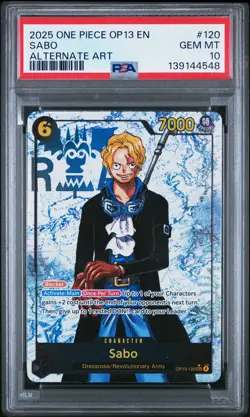 2025 ONE PIECE OP13-CARRYING ON HIS WILL ALTERNATE ART #120 SABO PSA 10 - Image 1