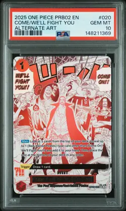 2025 ONE PIECE PRB02-ALTERNATE ART #020 COME ON!! WE'LL FIGHT YOU!! PSA 10 - Image 1