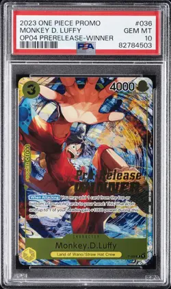 2023 ONE PIECE PROMOS PRE-RELEASE-WINNER #036 MONKEY D. LUFFY PSA 10 - Image 1