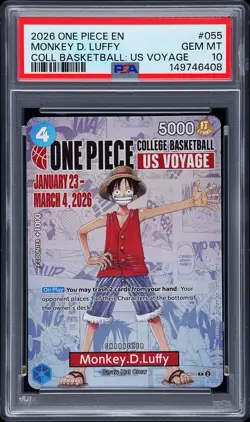 2026 ONE PIECE PROMOS COLLEGE BASKETBALL : US VOYAGE MONKEY D. LUFFY PSA 10 - Image 1