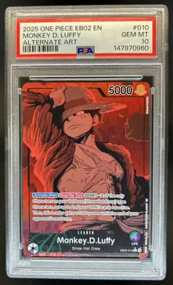 2025 One Piece Anime 25th Monkey D. Luffy Alternate Art #EB02-010 PSA 10 - Image 1