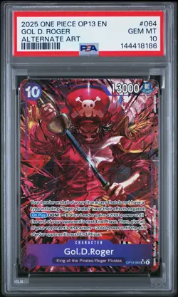 2025 ONE PIECE OP13-CARRYING ON HIS WILL ALTERNATE ART #064 GOL D. ROGER PSA 10 - Image 1