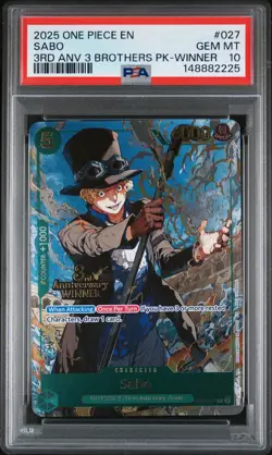 2025 ONE PIECE 3RD ANNIVERSARY TOURNAMENT 3 BROTHERS PACK WINNER SABO PSA 10 - Image 1