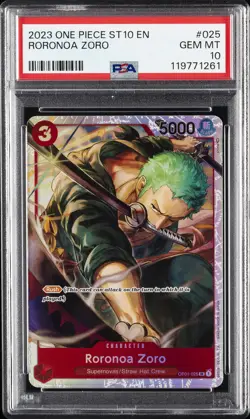2023 ONE PIECE ULTRA DECK ST10-THE THREE CAPTAINS #025 RORONOA ZORO PSA 10 - Image 1