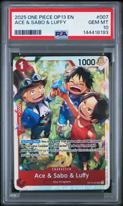 2025 ONE PIECE OP13-CARRYING ON HIS WILL #007 ACE & SABO & LUFFY PSA 10 - Image 1
