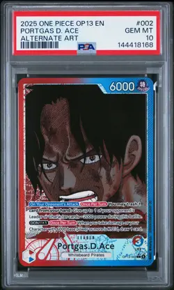 2025 ONE PIECE OP13-CARRYING ON HIS WILL ALTERNATE ART PORTGAS D. ACE PSA 10 - Image 1