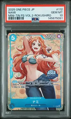 2025 ONE PIECE JPN MINI-TIN PACK SET VOL.2 KOUSHI ROKUSHIRO #112 NAMI PSA 10 - Image 1