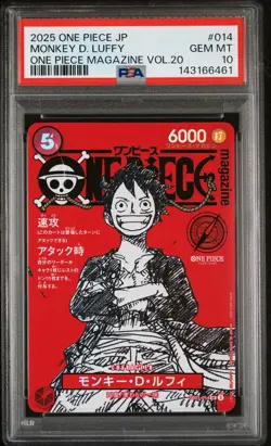 2025 ONE PIECE JAPANESE PROMOS MAGAZINE VOL.20 #014 MONKEY D. LUFFY PSA 10 - Image 1