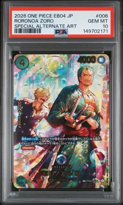 2026 ONE PIECE JPN EB04-EGGHEAD CRISIS SPECIAL ALT ART #006 RORONOA ZORO PSA 10 - Image 1