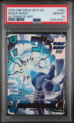 2025 ONE PIECE OP12-LEGACY OF THE MASTER ALTERNATE ART #060 BOEUF BURST PSA 10 - Image 1
