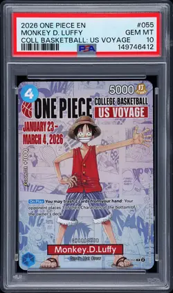 2026 ONE PIECE PROMOS COLLEGE BASKETBALL : US VOYAGE MONKEY D. LUFFY PSA 10 - Image 1