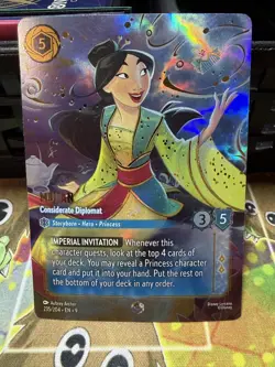 Disney Lorcana Mulan-Considerate Diplomat Enchanted 235/204 Foil - Image 1