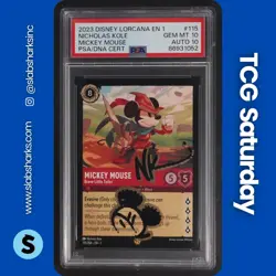 2023 DISNEY LORCANA CH1 #115/204 MICKEY MOUSE AUTHENTIC AUTO 10 PSA 10 - Image 1