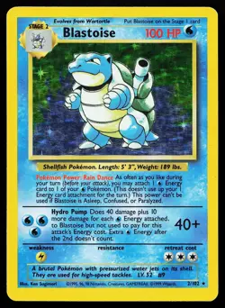 Blastoise 2/102 Holo Rare Base Set Pokemon Card - Image 1