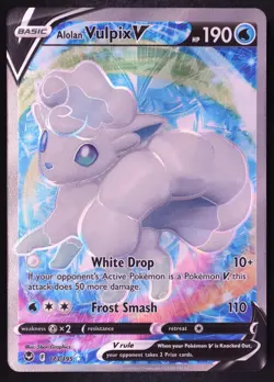 Alolan Vulpix V 173/195 - Pokemon Silver Tempest Ultra Rare Card - Image 1