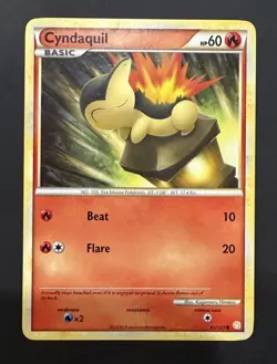 Pokemon HeartGold SoulSilver Card 61/123 Cyndaquil - Image 1