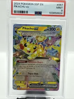 Pokemon TCG Surging Sparks Pikachu EX Double Rare Holo Card 057/191 PSA 9 - Image 2