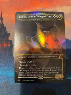 MTG Ikoria Lair of Behemoths Rodan Titan of Winged Fury Borderless Foil - Image 1