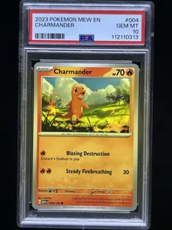 2023 POKEMON SCARLET & VIOLET 151 MEW EN CHARMANDER #004 GEM MINT PSA 10 - Image 1