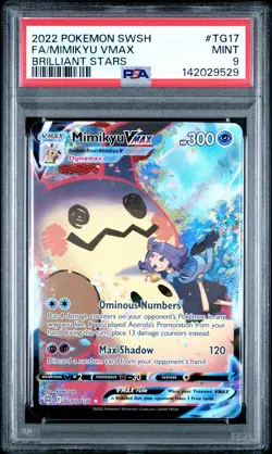 2022 POKEMON SWORD & SHIELD BRILLIANT STARS #TG17 FULL ART/MIMIKYU VMAX PSA 9 - Image 1