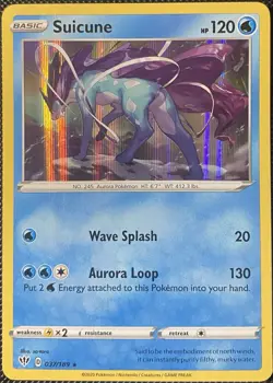 Suicune 037/189 Swsh03: Darkness Ablaze Holo (Holo Bleed) Pokemon Card - Image 1