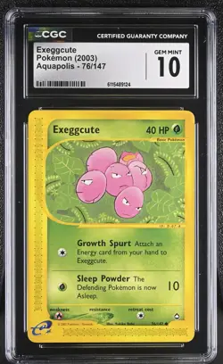 CGC GEM MINT 10 Pokemon Exeggcute 76/147 2003 Aquapolis - Image 1