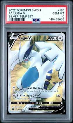 2022 POKEMON SWORD & SHIELD SILVER TEMPEST #185 FULL ART/LUGIA V PSA 10 - Image 1