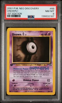 2001 POKEMON NEO DISCOVERY 1ST EDITION #68 UNOWN I PSA 8 - Image 1