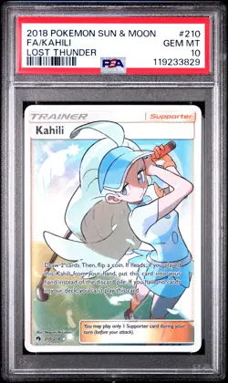 2018 POKEMON SUN & MOON LOST THUNDER #210 FULL ART/KAHILI PSA 10 - Image 1