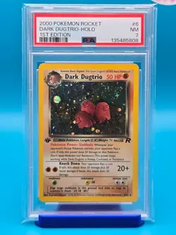 PSA 7 - 2000 POKEMON ROCKET 6 DARK DUGTRIO-HOLO 1ST EDITION - Image 1